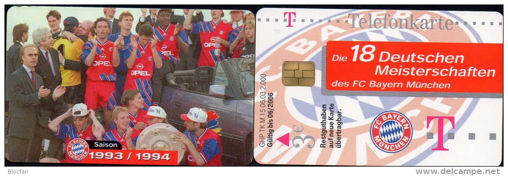 Team Fussball Meister FC Bayern München TK M 15/2003 O 20€ Deutschland Meisterschaft 1993/94 TC Soccer Tele-card Germany - Sport