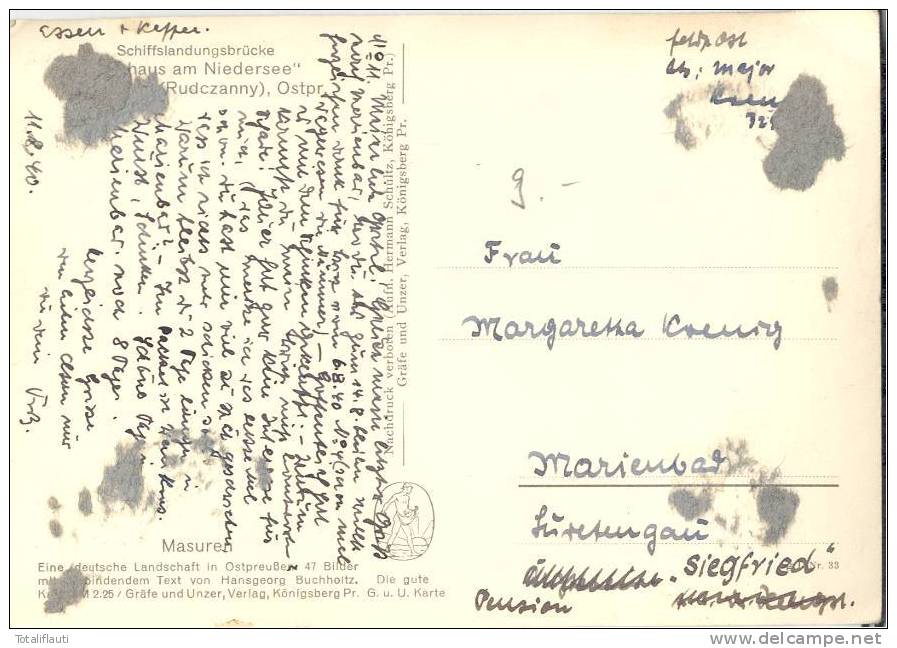 Rudczanny Masuren Ruciane Schiffslandungsbrücke 11.8.1940 Gelaufen - Ostpreussen