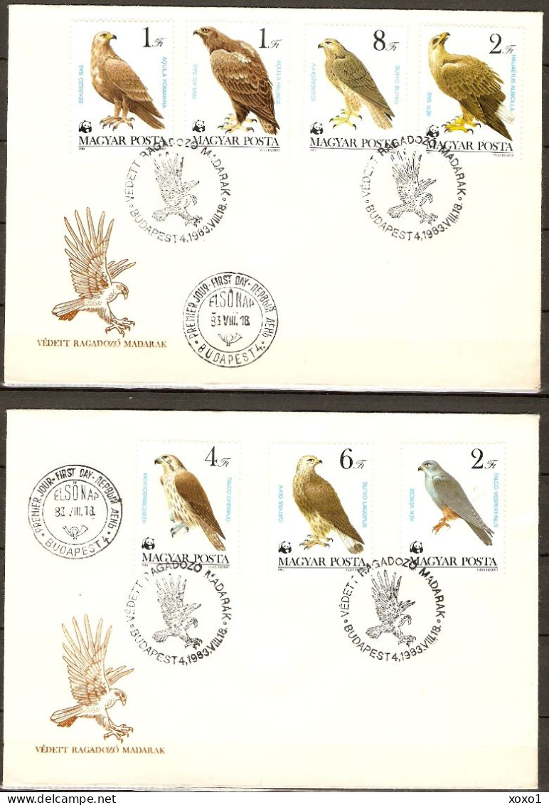 Hungary 1983 MiNr. 3624 - 3630 Ungarn WWF Greifvögel Eagles Birds Of Prey  2 LOCAL FDC 12,00 € - FDC
