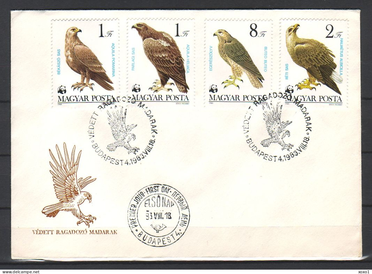 Hungary 1983 MiNr. 3624 - 3630 Ungarn WWF Greifvögel Eagles Birds Of Prey  2 LOCAL FDC 12,00 € - FDC