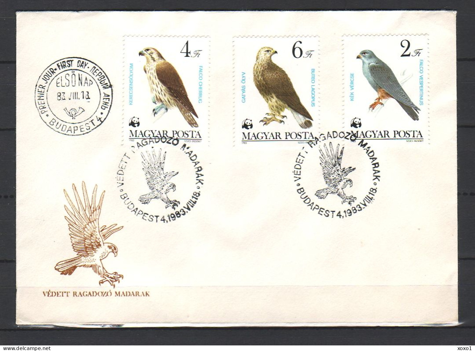 Hungary 1983 MiNr. 3624 - 3630 Ungarn WWF Greifvögel Eagles Birds Of Prey  2 LOCAL FDC 12,00 € - FDC