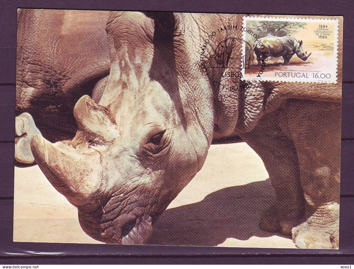 Portugal 1984 MiNr. 1620 100 Jahre Zoo Von Lissabon The White Rhinoceros (Ceratotherium Simum)  MC 2,50 € - Rhinoceros