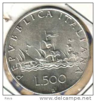 ITALY 500 LIRE  CARAVELLE SHIP SHIPS FRONT WOMAN HEAD BACK 1958 AG SILVER AEF KM98 READ DESCRIPTION CAREFULLY !!! - 500 Liras