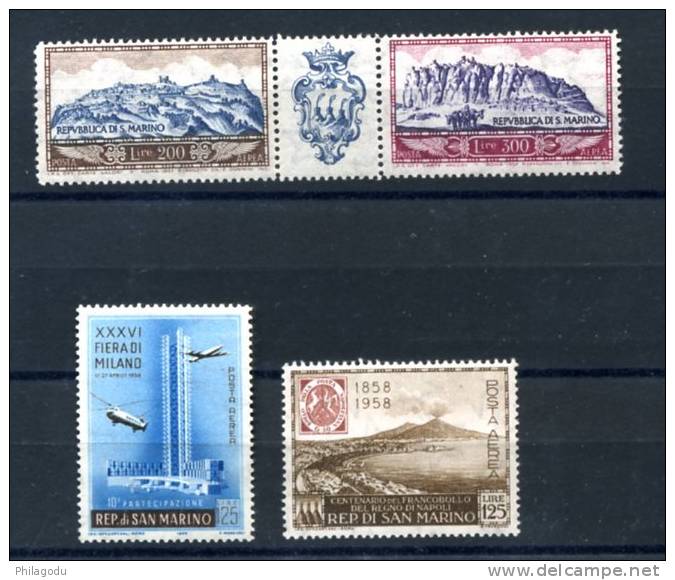 Saint-Marin 1958, ++  Poste Aerienne 107**  108/109**  110** Yvert C. 27 E - Hiver 1956: Cortina D'Ampezzo