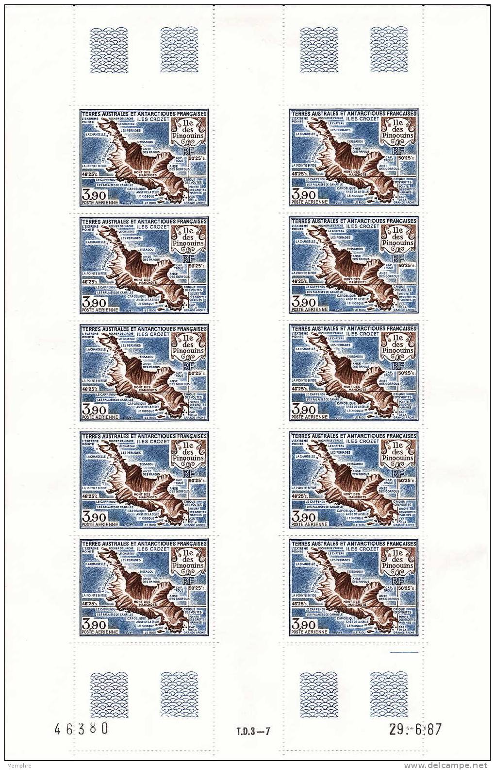 1987  Ile Aux Pingouins  Yv  PA 100-101 En Feuilles Entières **  Carte Map - Unused Stamps