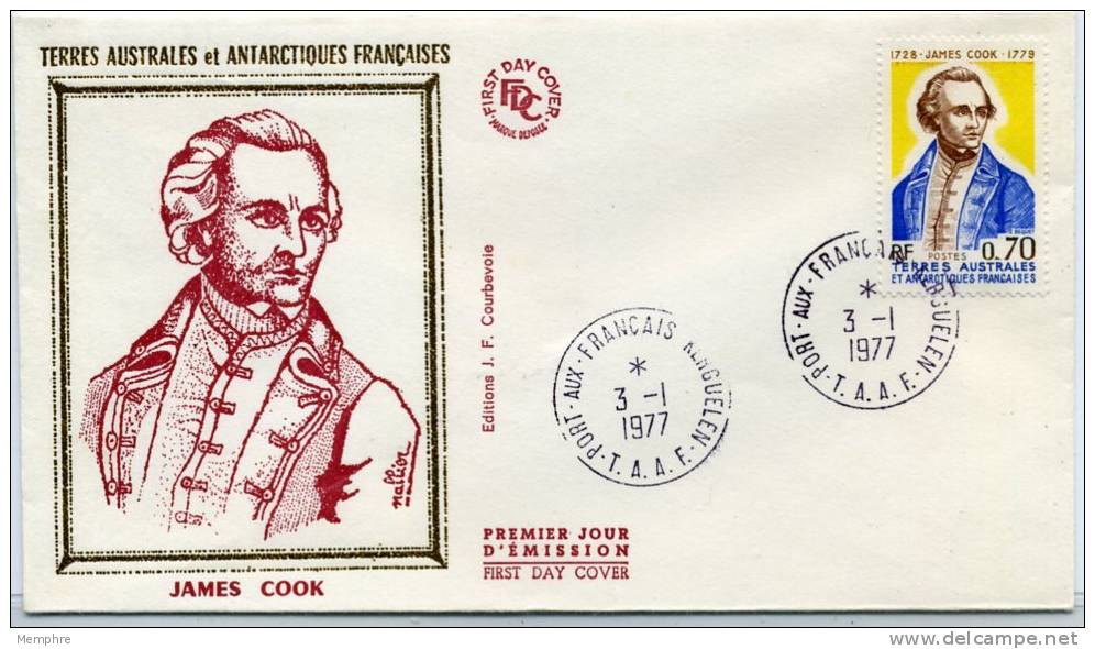 TAAF 1977  FDC James Cook Yv 63 - FDC