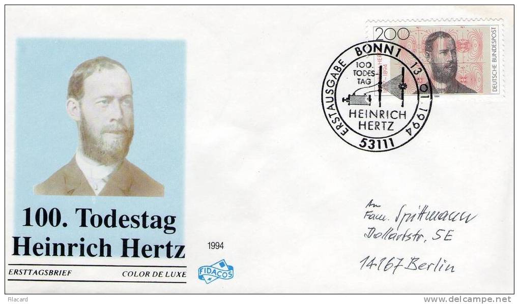 8576    Germania   FDC  100. Todestag  Heinrich  Hertz    1994 - Autres & Non Classés