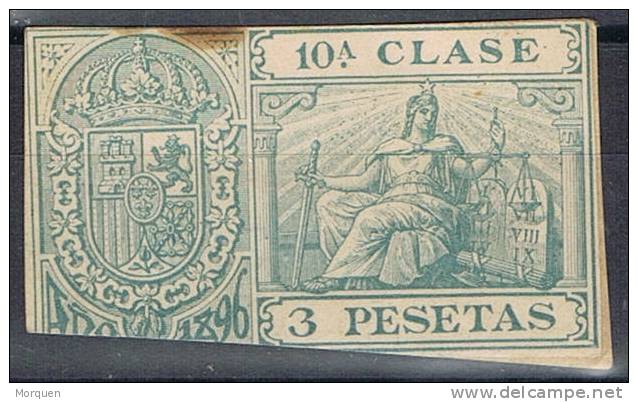 Sello Fiscal Año 1896, 10º Clase, 3 Pesetas - Fiscale Zegels