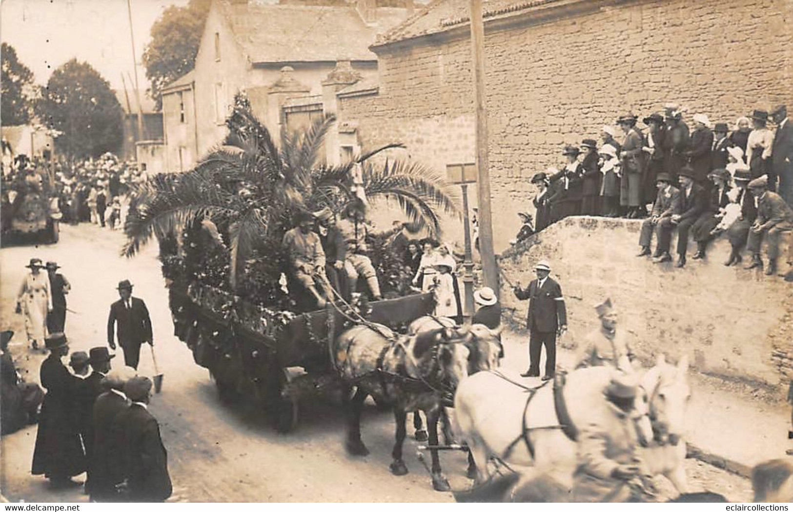 Doué La Fontaine    49   :  Proche Avenue De La Gare  Fête; Défilé, Char Décoré, Attelage Carte Photo   (voir Scan) - Doue La Fontaine