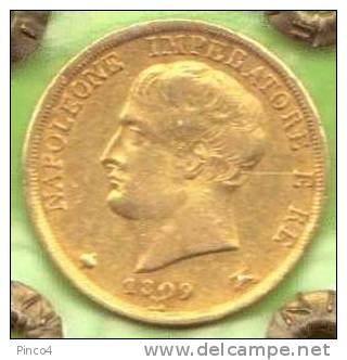 NAPOLEONE I  20 LIRE 1809 MILANO MONETA PERIZIATA * ORO - GOLD - OR * - Napoleonische