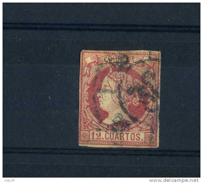 - ESPAGNE 1860 . N° 53   OBLITERE . AMINCISSEMENT - Used Stamps