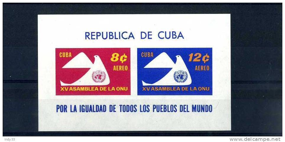 - CUBA . BLOC SUR L´ONU NON DENTELE . NEUF SANS CHARNIERE - Imperforates, Proofs & Errors