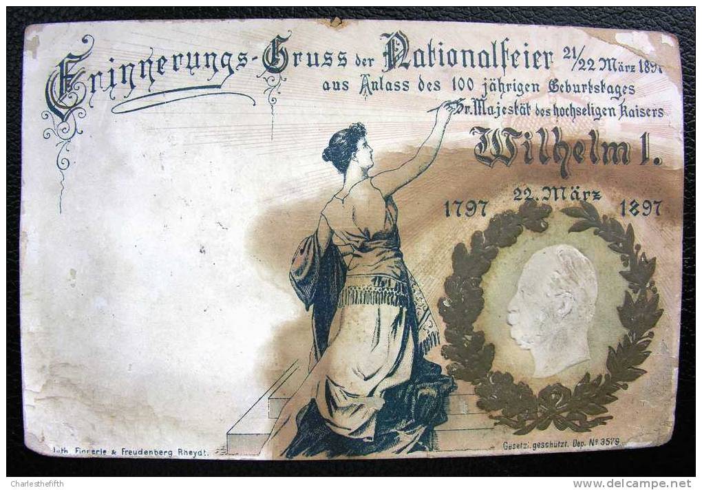 RARE !! CPA  ** PACKET FAHRT ( Steamer ) * SUR TIMBRE POSTE PRIVEE ALLEMANDE (1896) - Erinnerungs-Gruss WILHELM I - 1897 - Boten