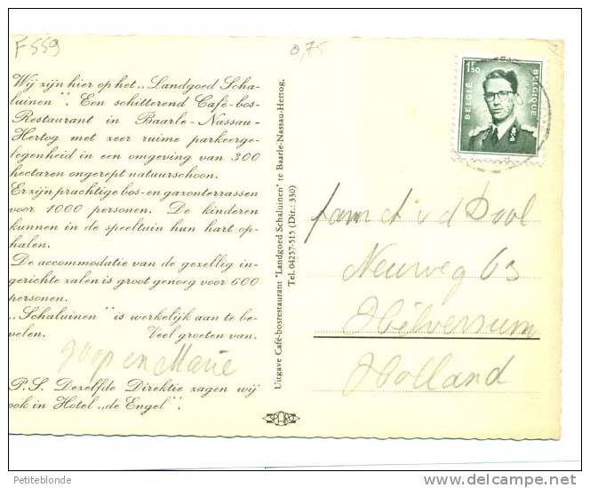 (F559) - Carte Publicitaire Pour "Landgoed Schaluinen" - Baarle-Nassau-Hertog - Baarle-Hertog