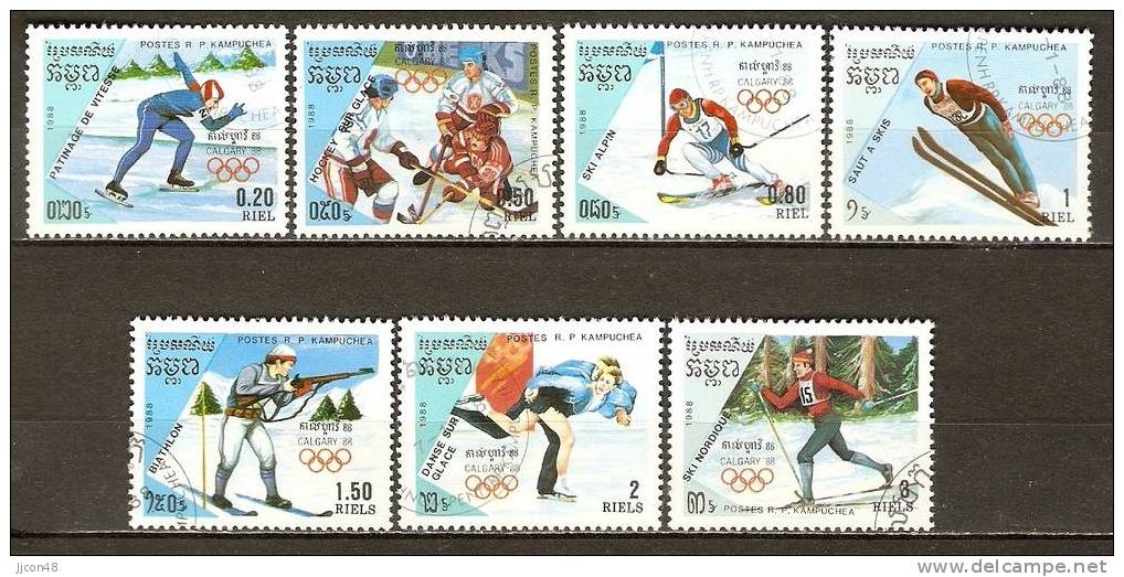 Kampuchea 1988 Winter Olympics "Calgary 88" (o) - Kampuchea