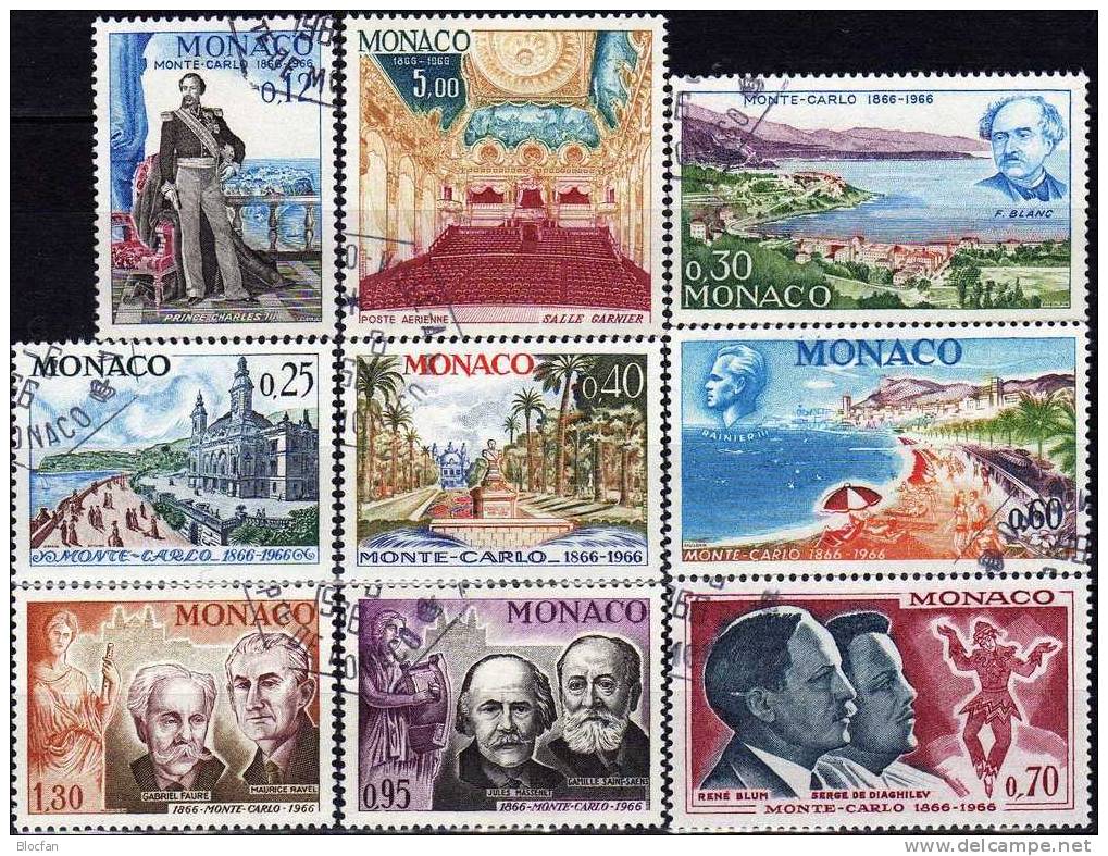 100 Jahre Monte Carlo Monaco 826/834 O 7€ Bilder Der Stadt Und Berühmte Künstler - Sonstige & Ohne Zuordnung