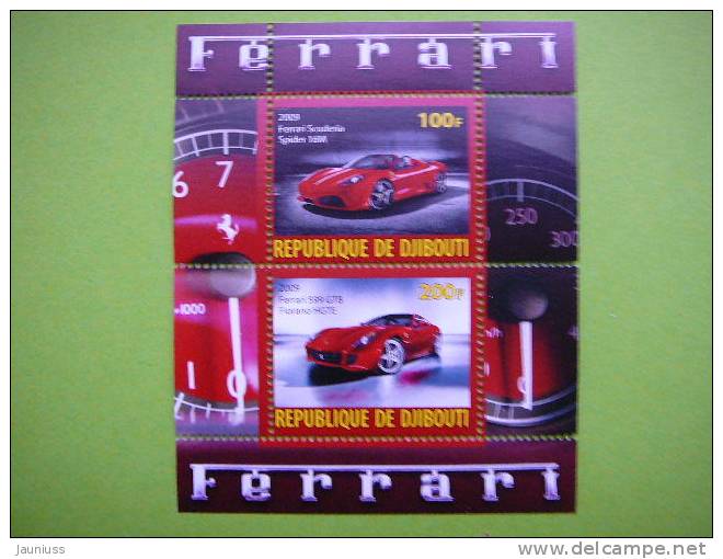 Djibouti 2009 Cars Ferrari Auto Sport S/s Of 2 ** MNH - Cars