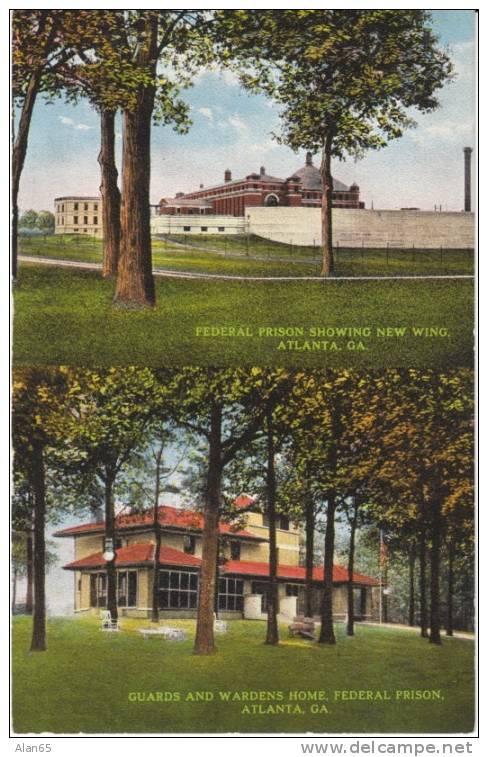 Atlanta GA Georgia, Federal Prison, Guards And Wardens Home On C1910s Vintage Postcard - Prison