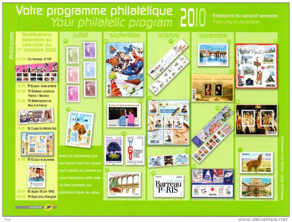 PAP TSC PHILAPOSTE : CARTE POSTALE "PROGRAMME PHILATELIQUE 2è SEMESTRE 2010" Timbre "MONTIMBRAMOI" - Prêts-à-poster:Stamped On Demand & Semi-official Overprinting (1995-...)