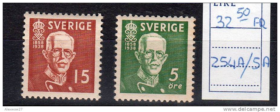 SVEZIA / SVERIGE  1938 ---- GUSTAVO V --- * Rif. 254A - 255A - Ongebruikt
