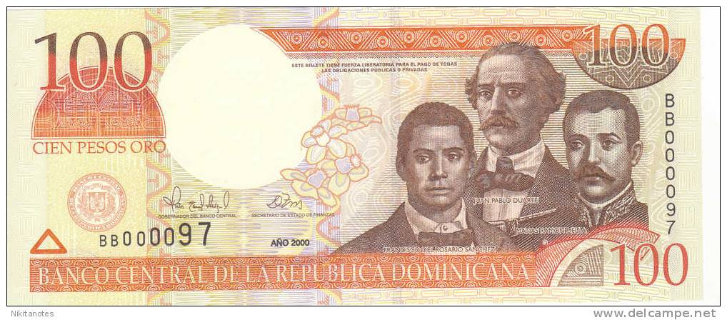 2000 DOMINICAN REPUBLIC 100 PESOS ORO UNC - Dominicana