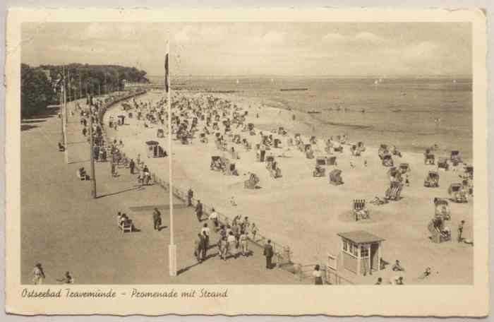 GERMANY / DEUTCHLAND - OSTSEEBAD TRAVEMUNDE - Promenade Mit Strand - Old 1950's Postcard - Lübeck-Travemünde