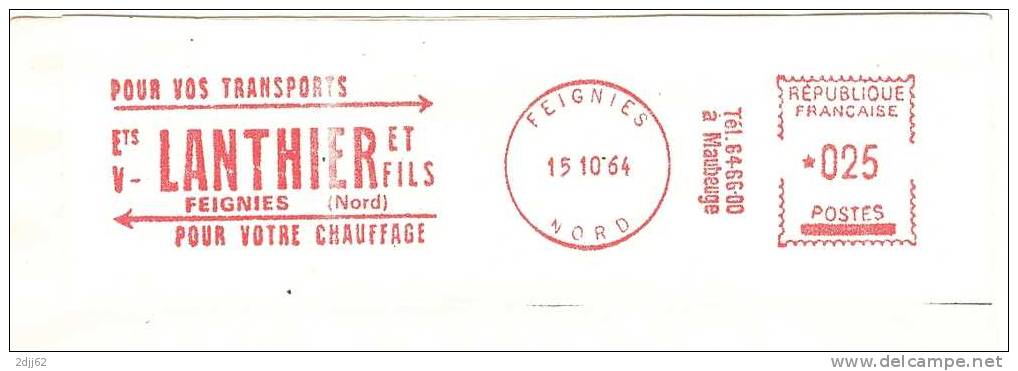 Chauffage, Transport, Nord, Feignies - EMA Satas "de Présentation" - Fragment 13x4 Cm   (F497) - Altri (Terra)