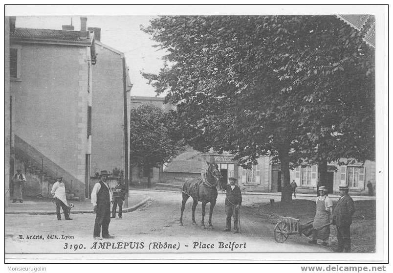 69 ))) AMPLEPUIS, Place Belfort, N° 3190, ANIMEE, E Andrié, édit - Amplepuis