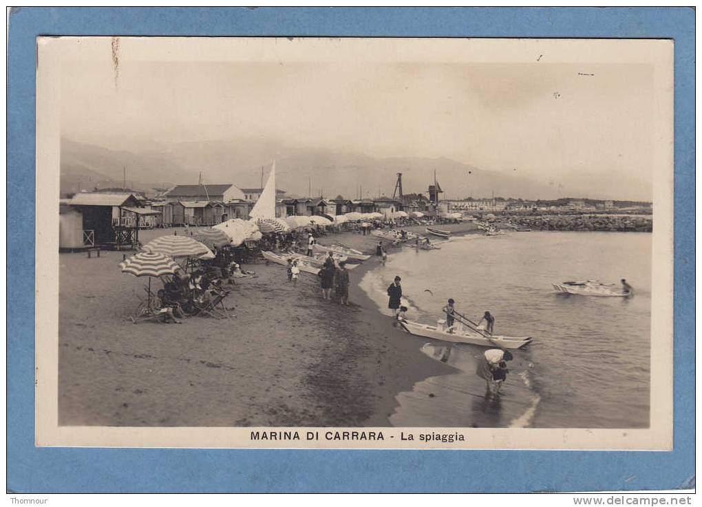 MARINA  DI  CARRARA  -  La  Spaggia  -  1937  -  BELLE CARTE PHOTO ANIMEE  - - Carrara