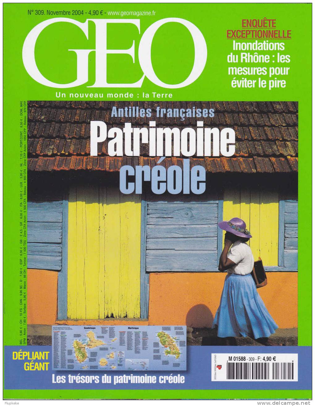 Géo 309 Novembre 2004 Antilles Françaises Patrimoine Créole - Geografia
