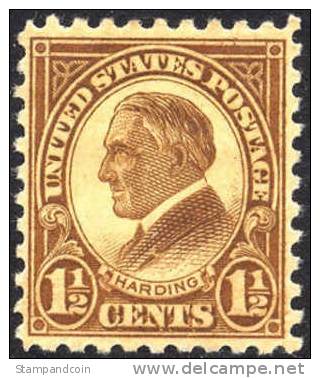 US #582 Mint Hinged 1-1/2c Harding Perf 10 From 1925 - Unused Stamps