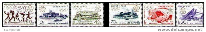 1987 North Korea Sports Stamps Soccer Football Table Tennis Weight Lifting Diving Gymnasium Taxi - Ungebraucht