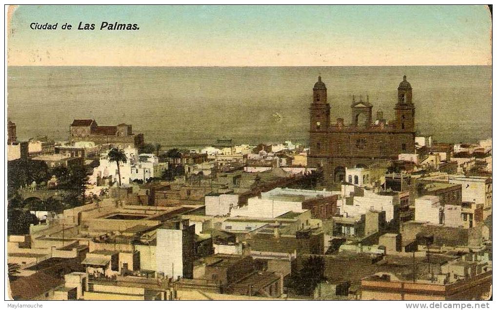 Ciutad De Las Palmas  1915  (tampon Paquebot London F S - La Palma