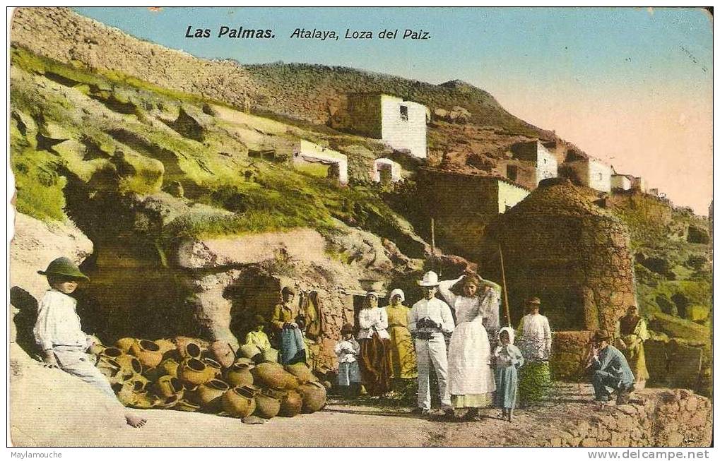 Las Palmas Atalaya Loza Delpaiz  1915  (tampon Paquebot London F S - La Palma