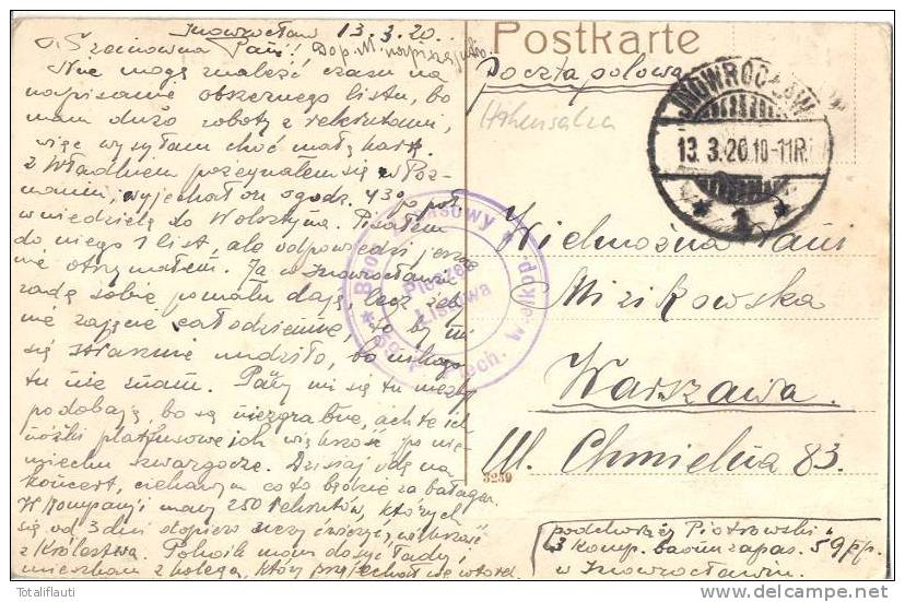 Inowroclaw Solanki Hohensalza Piezces Listowka 13.3.192 Gelaufen Poczta Polowa - Pommern