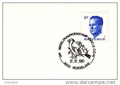 1987 Belgium Roeselare Songbirds Ornithology Oiseaux Chanteurs Ornithologie Singvögel Uccelli Cantori Aves Canoras - Mechanical Postmarks (Advertisement)