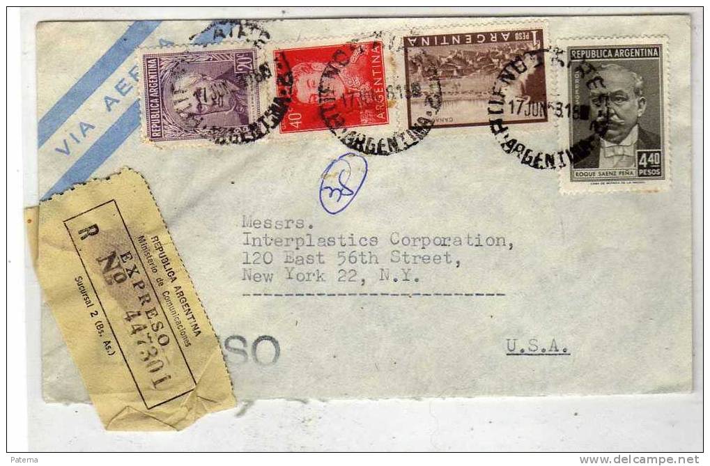 3350 Carta, Aérea ,Expreso , Certificada, BUENOS AIRES, 1958 (Argentina), - Brieven En Documenten