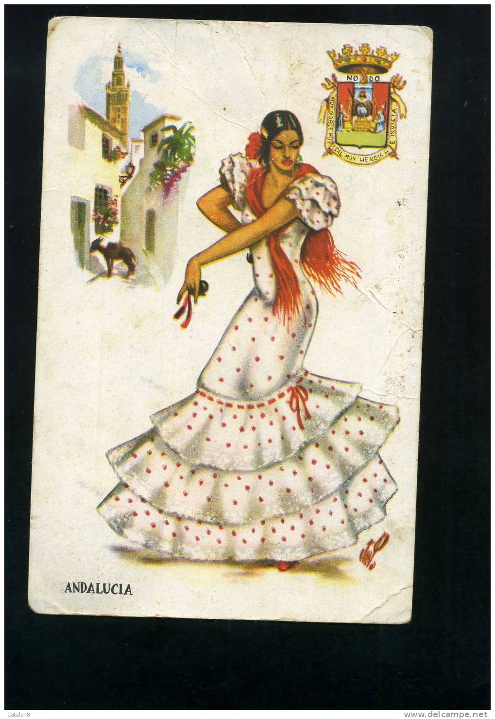 S2218 CARTOLINA POSTALE SPAGNA TARIJETA POSTAL ANDALUCIA COSTUMI DANZA FP V. 1949 - Danze