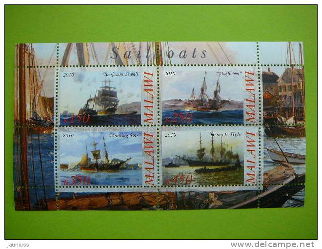 Segelboot Schiff Sailboats Ships Transport Malawi 2010 MNH Block - Ships