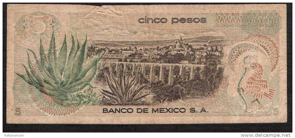 MEXICO MEXIQUE  P62c   5   PESOS   1972    FINE - Mexique