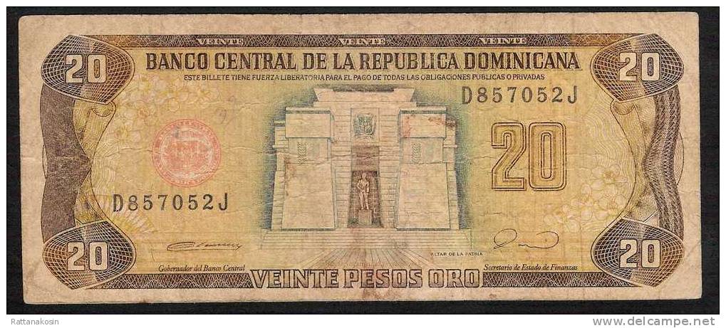 REPUBLIQUE DOMINICAINE P133   20  PESOS ORO   1990 F-VF - Dominicana