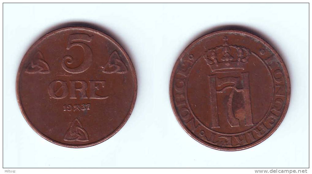 Norway 5 Ore 1937 - Norway