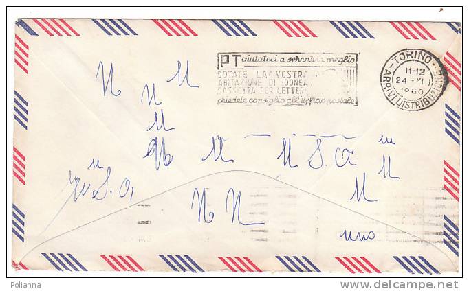A0453 - 20 Cent. Audubon Posta Aerea VG Oakland-Torino 17-10-1967 - Storia Postale