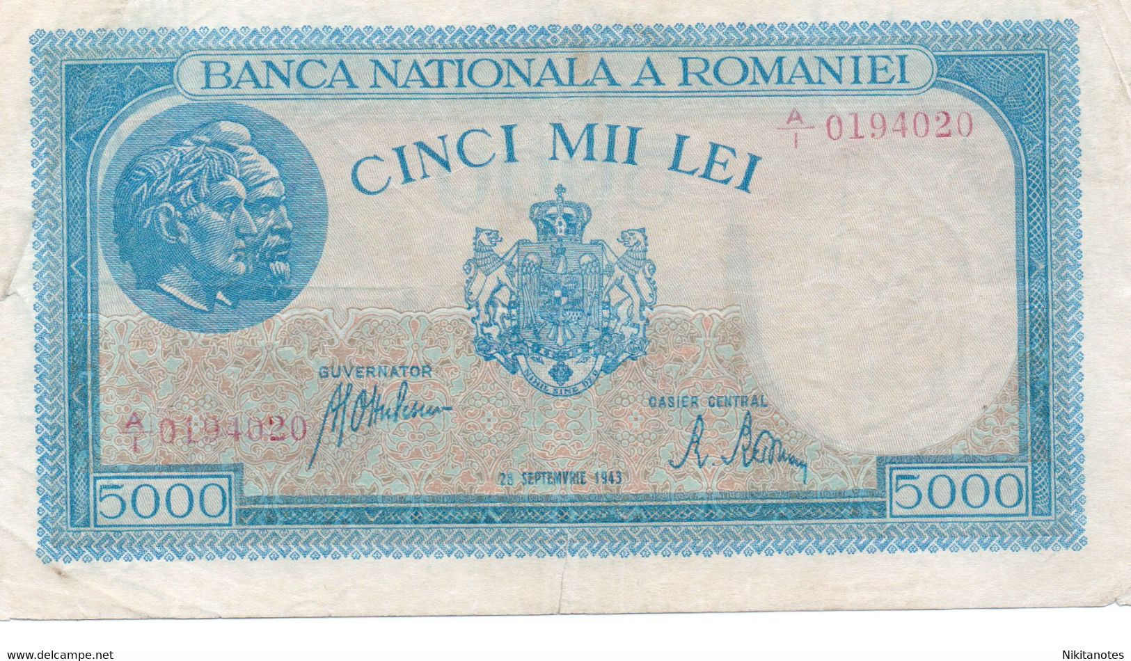 See Scan Romania 5000 Septemvrie 1943 Lei  Banknote - Roemenië