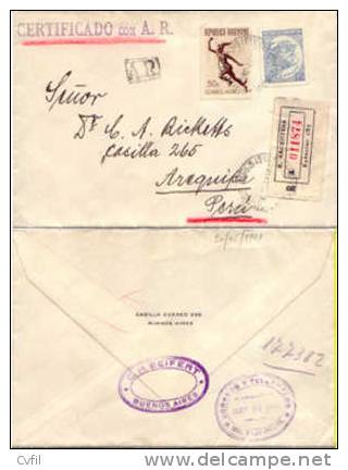 ARGENTINA 1941 - REGISTERED COVER To AREQUIPA, PERU - Lettres & Documents