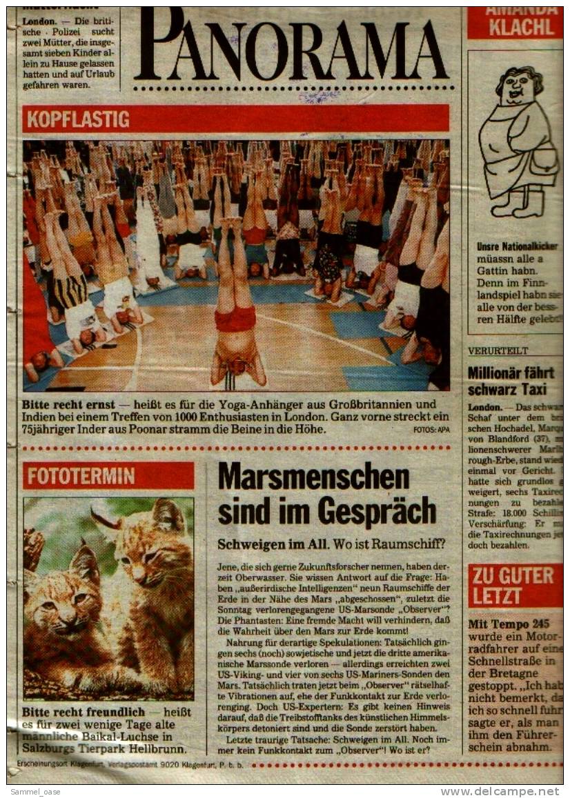 KLEINE  ZEITUNG Kärnten Klagenfurt  27.8.1993  -  TV, Fussball , Kultur , Politik Und Interessante Berichte - Sonstige & Ohne Zuordnung