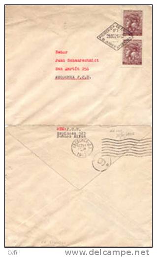 ARGENTINA 1943 - CIRCULATED FDC With A Pair Of POSTAL SAVINGS - Cartas & Documentos