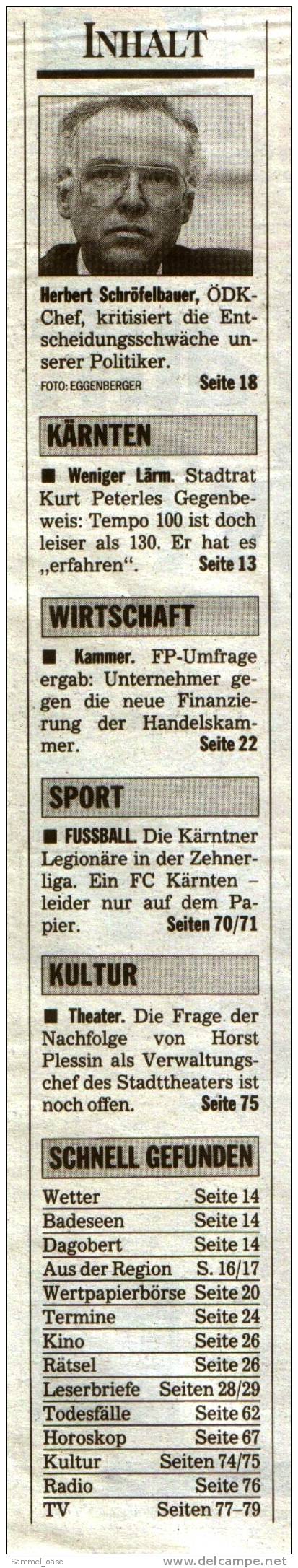 KLEINE  ZEITUNG Kärnten Klagenfurt  30.7.1993  -  TV, Fussball , Kultur , Politik Und Interessante Berichte - Sonstige & Ohne Zuordnung