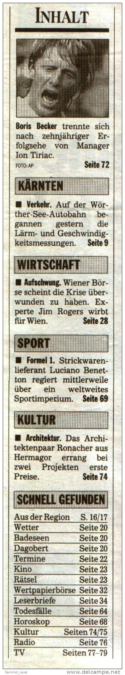 KLEINE  ZEITUNG Kärnten Klagenfurt  23.7.1993  -  TV, Fussball , Kultur , Politik Und Interessante Berichte - Sonstige & Ohne Zuordnung