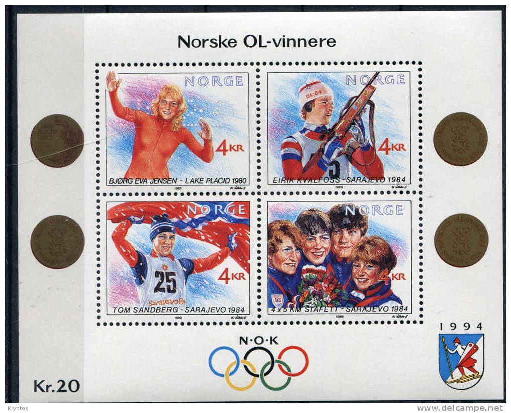 Norway 1989 - Norwegian OL-Winners - Minisheet - Nuevos